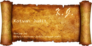 Kotvan Judit névjegykártya